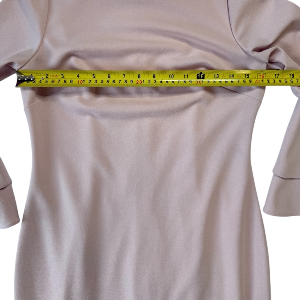 Calvin Klein Dress Ruffle DBL Bell Sleeve Sheath Event Career Chic Light Pink 6 - Picture 9 of 14